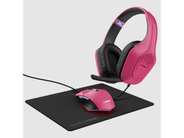 Trust GXT790P Tridox 3-in-1bundle (slušalica, miš ipodloga za miš), pink - Image 4