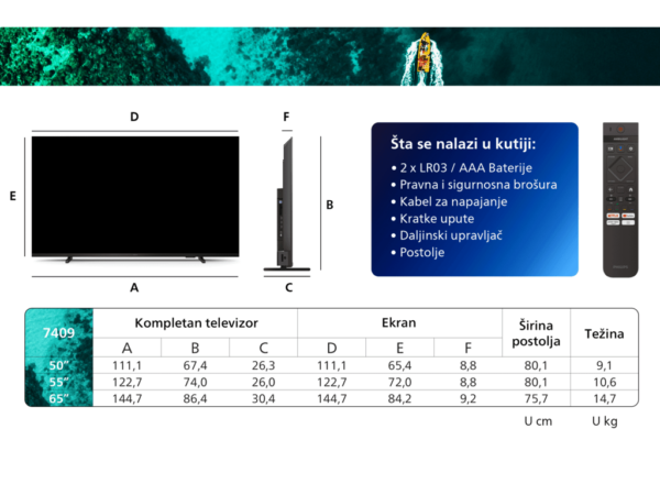 Philips 50"PUS7409 4K GooglePixel Precise Ultra HDDolby Atmos zvuk - Image 9