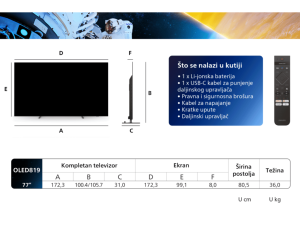 Philips 77''OLED819 4K AndroidAmbilight s 3 strane; 2.1 HDMI; P5 AI perfect; panel 120 HZ - Image 12