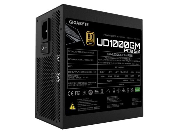 Gigabyte PSU 1000W PCIe 5.08xSATA, 4xPCIe 6+2 Pin, 3x4Pin1xFloppy; [GP-UD1000GM PG5] - Image 2