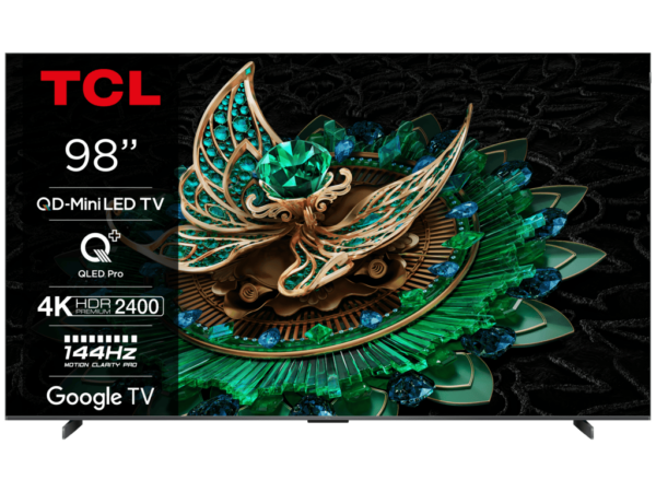 TCL 98"C765 QD-Mini LED 4K TVHDR 2400 nits; QLED PRO;ONKYO 2.1ch; 144Hz VRR; Google TV