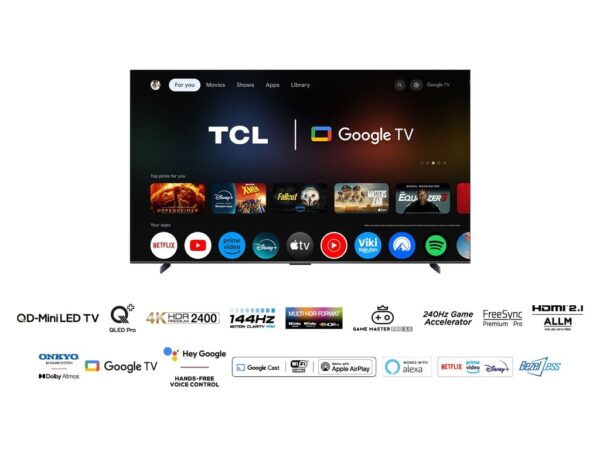 TCL 98"C765 QD-Mini LED 4K TVHDR 2400 nits; QLED PRO;ONKYO 2.1ch; 144Hz VRR; Google TV - Image 2